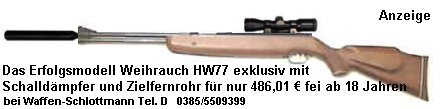 HW77 mit Schalldmpfer und sehr gutem Zielfernrohr bei Waffen Schlottmann